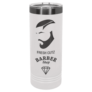 Polar Camel 22 oz. White/Ghost Black ION-Plated Skinny Tumbler with Slider Lid with Custom Design