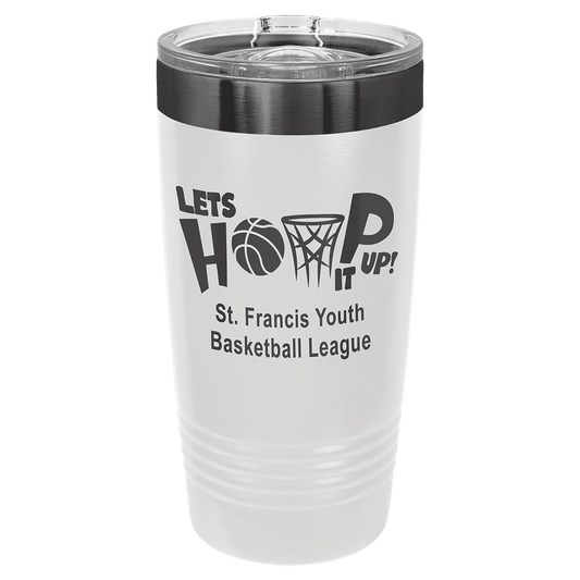 Polar Camel 20 oz. White/Ghost Black ION-Plated Ringneck Tumbler with Slider Lid with Custom Design